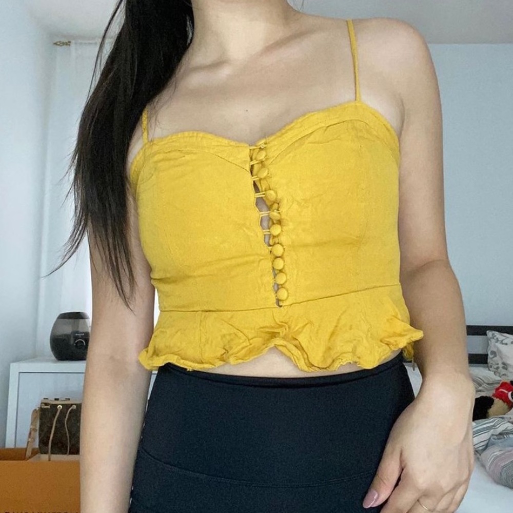 Mustard yellow bustier top